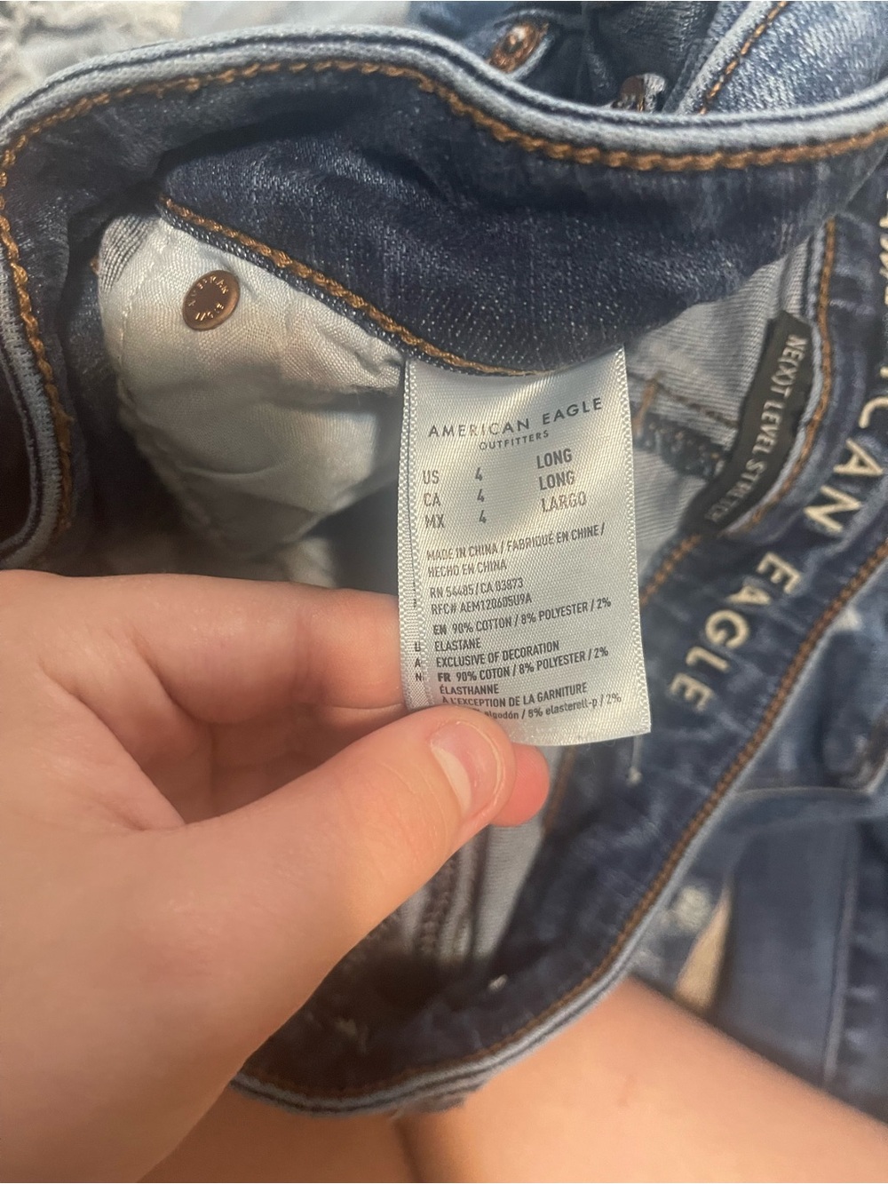American Eagle Outfitters Ripped Skinny Jeans - Light Blue & Dark Blue - Picture 4 of 7